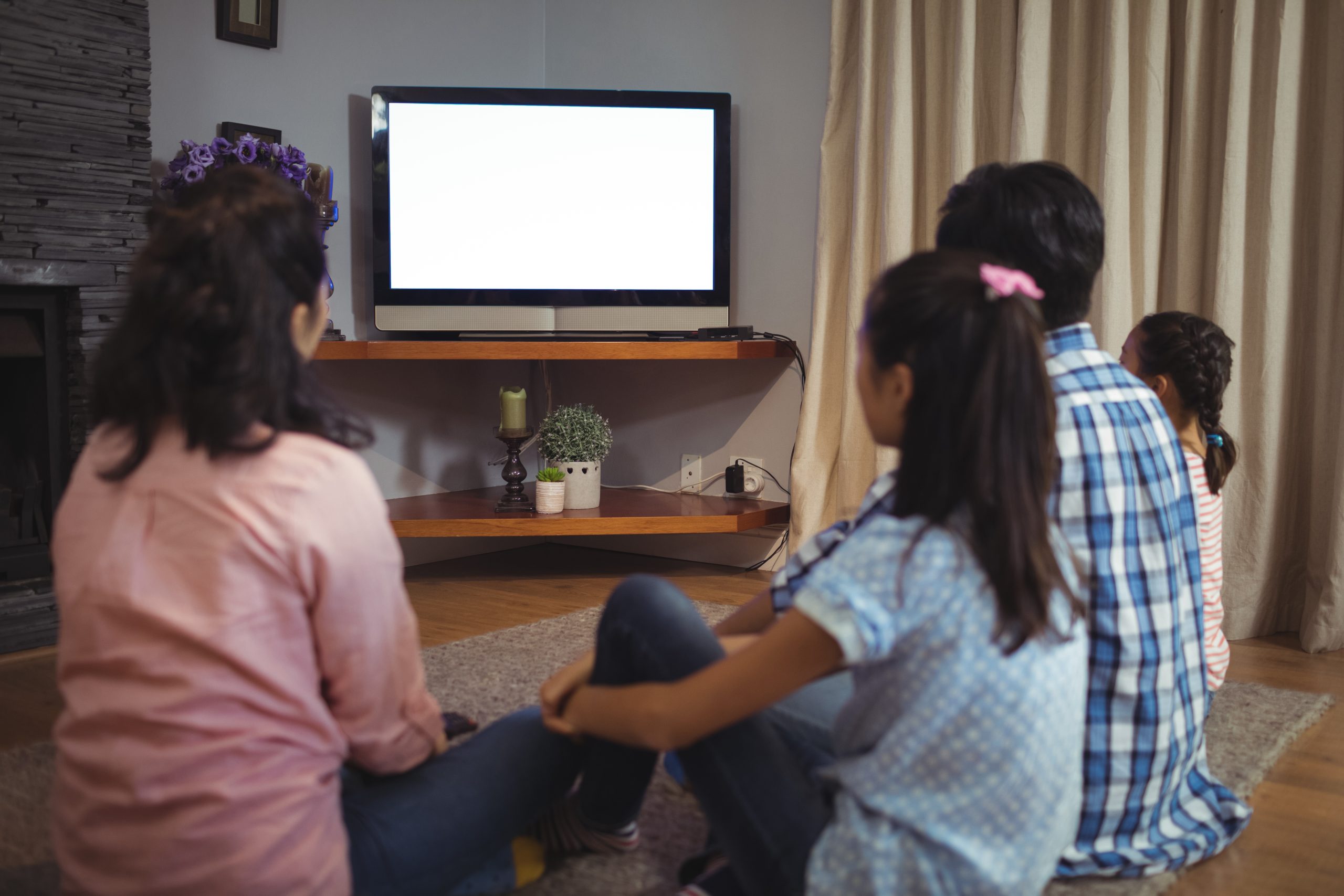 Family watching television